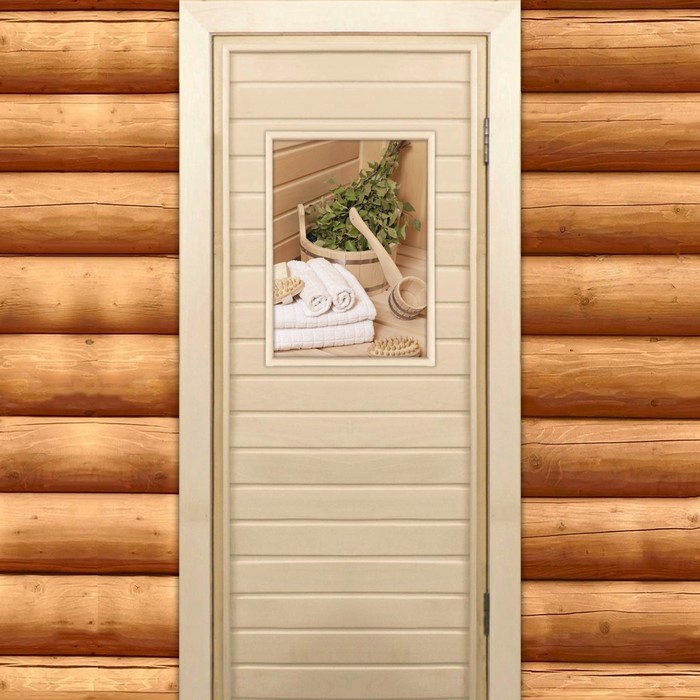 Дверь для бани и сауны "В баньке", 190х70см