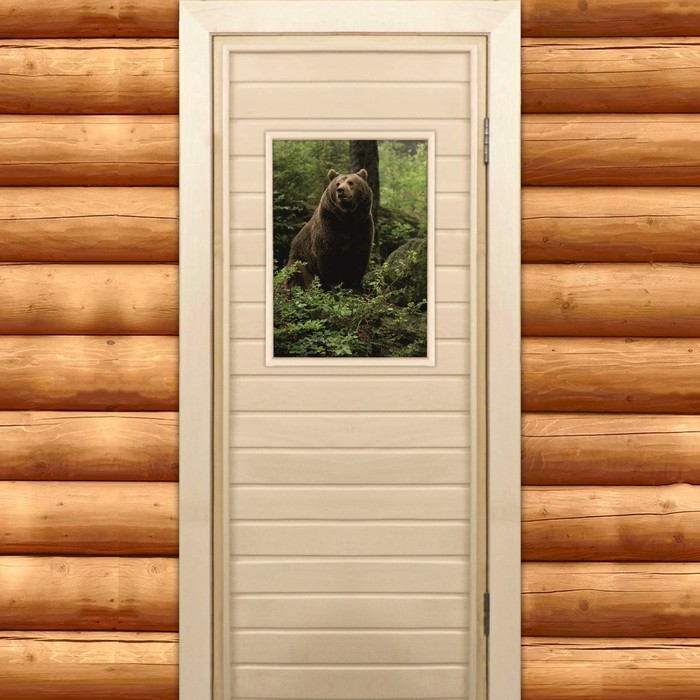 Дверь для бани и сауны "Бурый мишка", 170х70см