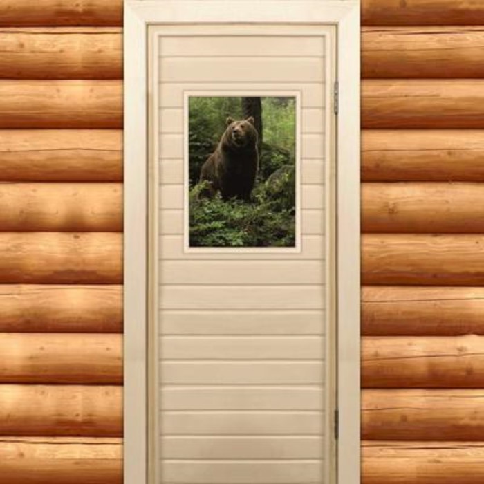 Дверь для бани и сауны "Бурый мишка", 190х70см