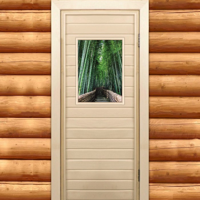Дверь для бани и сауны "Дорога в лесу", 190х70см