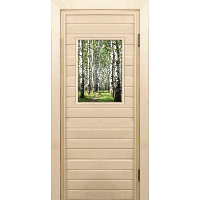 Дверь для бани и сауны "Берёзовая роща", 180х70см