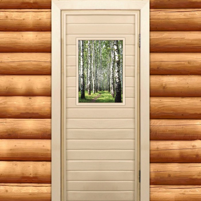 Дверь для бани и сауны "Берёзовая роща", 190х70см