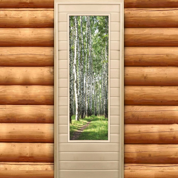 Дверь для бани и сауны "Берёзовая роща. Элит", 180х70см