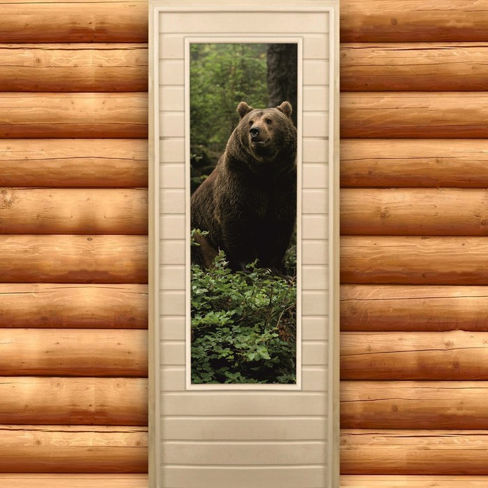 Дверь для бани и сауны "Бурый мишка. Элит", 180х70см