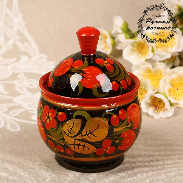 Сахарница «Ягодка», малая, 13×8 см, хохлома
