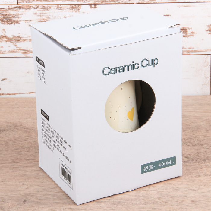 Кружка 400 мл "Завтрак", с ложкой и крышкой, рисунок МИКС