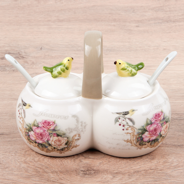 Банка для специй "Соловушка" 2 секции 0,2 л, 2 ложки 15,5х9,5х13 см