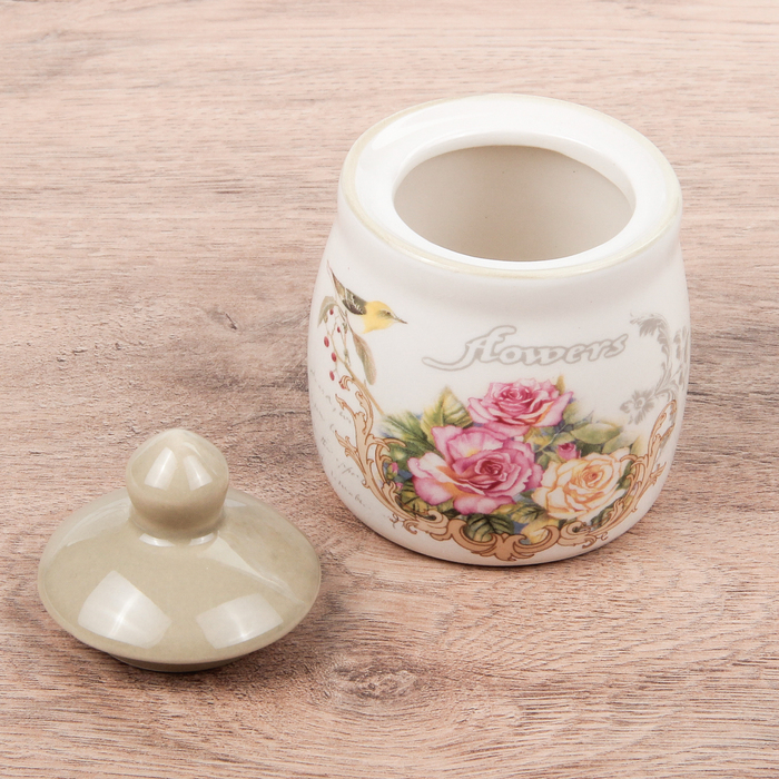 Набор для специй на подставке "Соловушка", 5 предметов: солонка/перечница 50 мл, сахарница 120 мл, емкость для соусов 250 мл