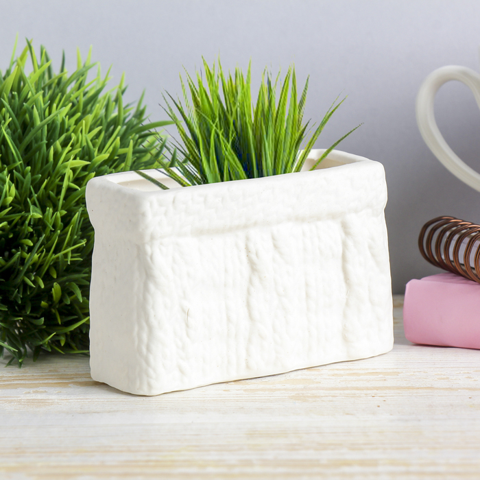 Растущая трава керамика "Вязаный горшочек" 3,5х9х6 см