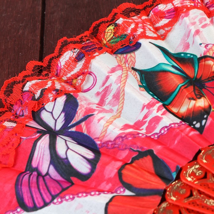 Веер пластик "Рой бабочек" МИКС 22,5 см