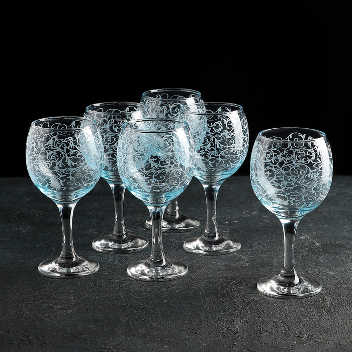 Набор фужеров для вина 260 мл "Лиана", 6 шт, гравировка