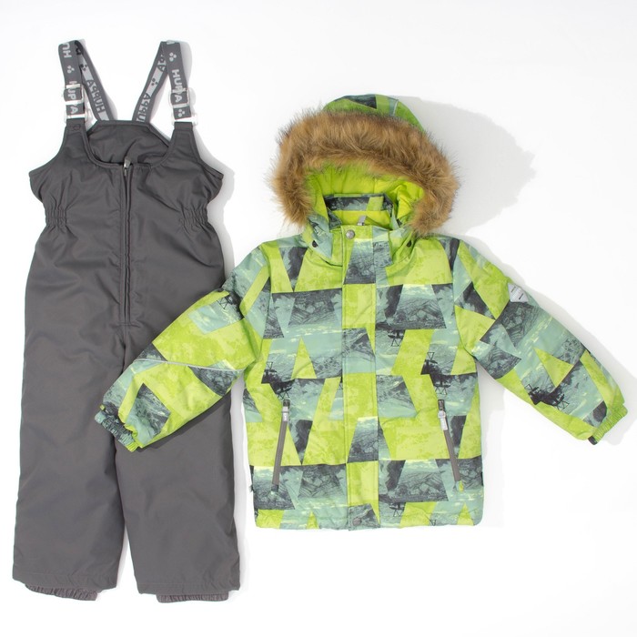 Комплект для мальчика "DANTE", рост 122 см, цвет лайм с принтом/серый 72447