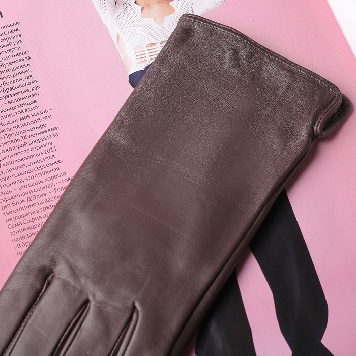 Перчатки женские, р-р 7, подклад шерсть, цвет коричневый