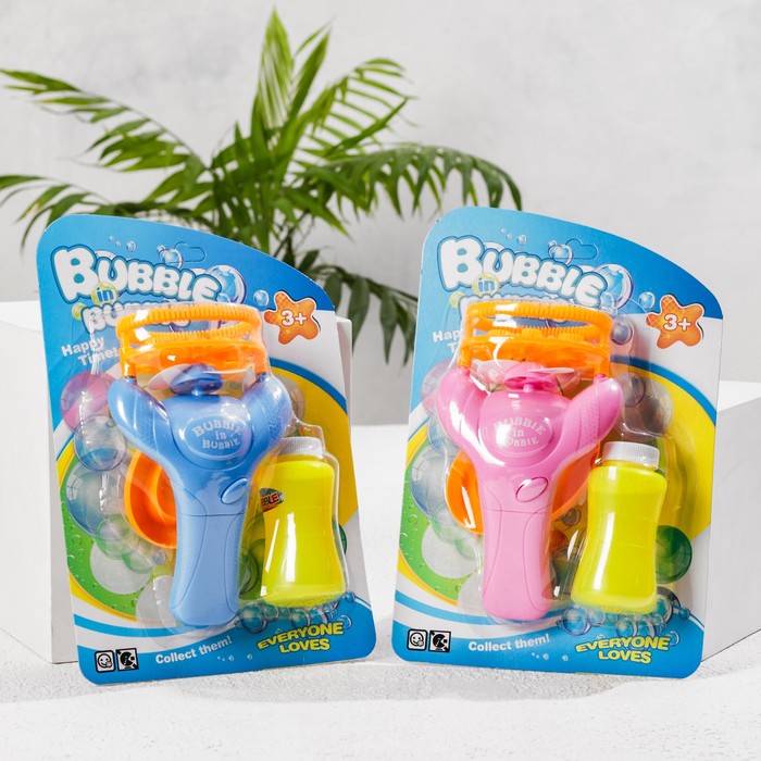 Генератор мыльных пузырей "Рогатка", на батарейках, в наборе мыльный раствор, МИКС