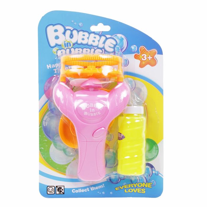 Генератор мыльных пузырей "Рогатка", на батарейках, в наборе мыльный раствор, МИКС