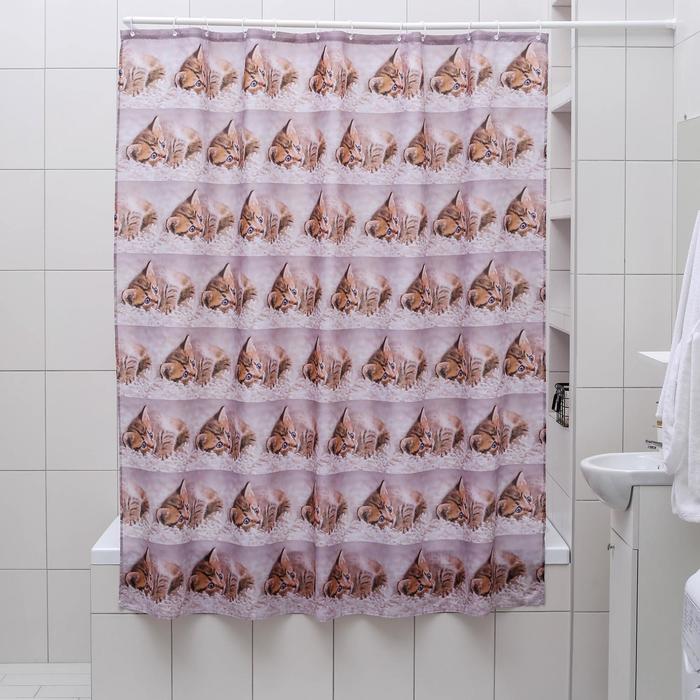 Штора для ванной 180х180 см "Котенок", полиэстер