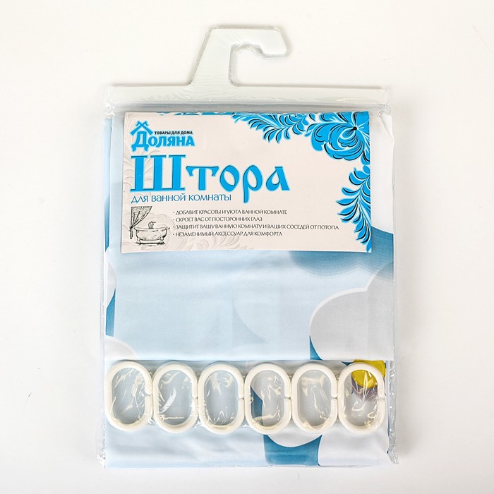 Штора для ванной "Ромашки" 180х180 см, полиэстер