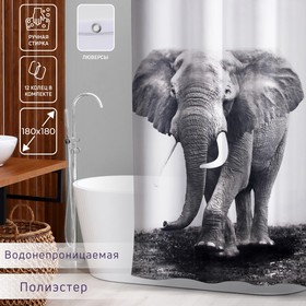 Штора для ванной комнаты Доляна «Слон», 180×180 см, полиэстер