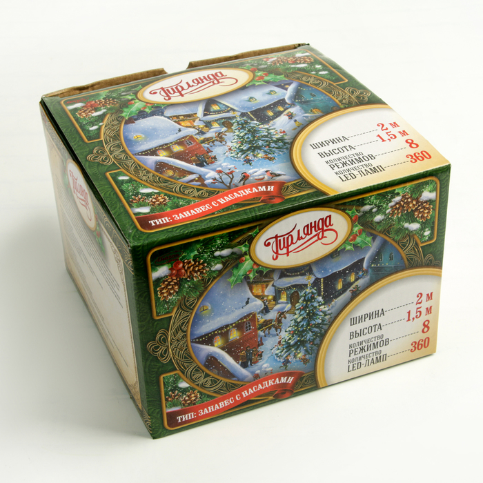 ЗАНАВЕС, УМС вилка "ШАРИКИ" Ш:2 м, В:1,5 м, Н.С. LED-360-220V, 8 режимов, Т/БЕЛЫЙ