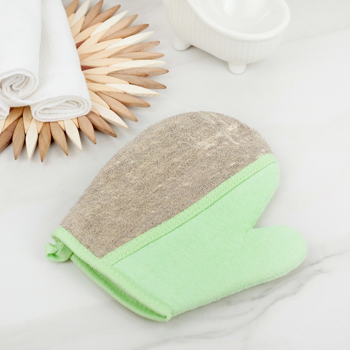 Мочалка-варежка массажная жесткая 21х18 см "Эко"