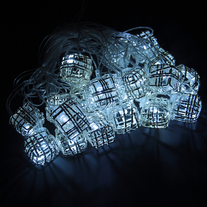 Гирлянда "Метраж" 5 м с насад. “Кубик Проволока”,2,8 см Н.С. LED-20-220V, контр 8р БЕЛЫЙ