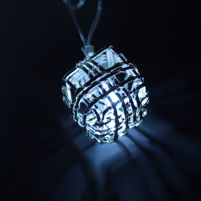Гирлянда "Метраж" 5 м с насад. “Кубик Проволока”,2,8 см Н.С. LED-20-220V, контр 8р БЕЛЫЙ