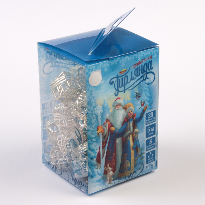 Гирлянда "Метраж" 5 м с насад. “Кубик Проволока”,2,8 см Н.С. LED-20-220V, контр 8р БЕЛЫЙ