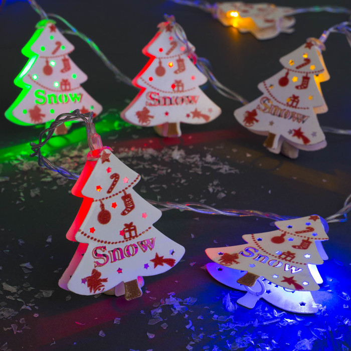 Гирлянда "Метраж" 5 м с насад. “Елка Белая”,6,5х5,5 см Н.С. LED-20-220V, контр 8р, МУЛЬТИ