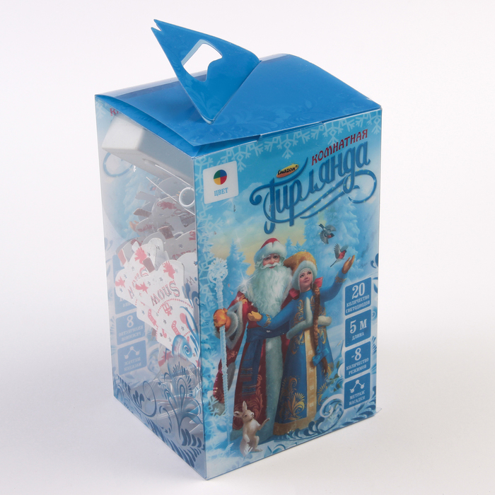 Гирлянда "Метраж" 5 м с насад. “Елка Белая”,6,5х5,5 см Н.С. LED-20-220V, контр 8р, МУЛЬТИ