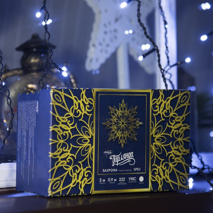 БАХРОМА уличная, УМС, Ш:3м, В:0.9м, Н.Т. 3W LED-232-220V, шнур питания, БЕЛЫЙ