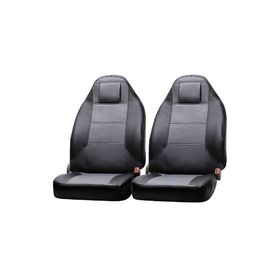 

Чехлы сиденья универсальные экокожа,замша 9 предм. Skyway EXCLUSIVE литой подголовник черный, серый