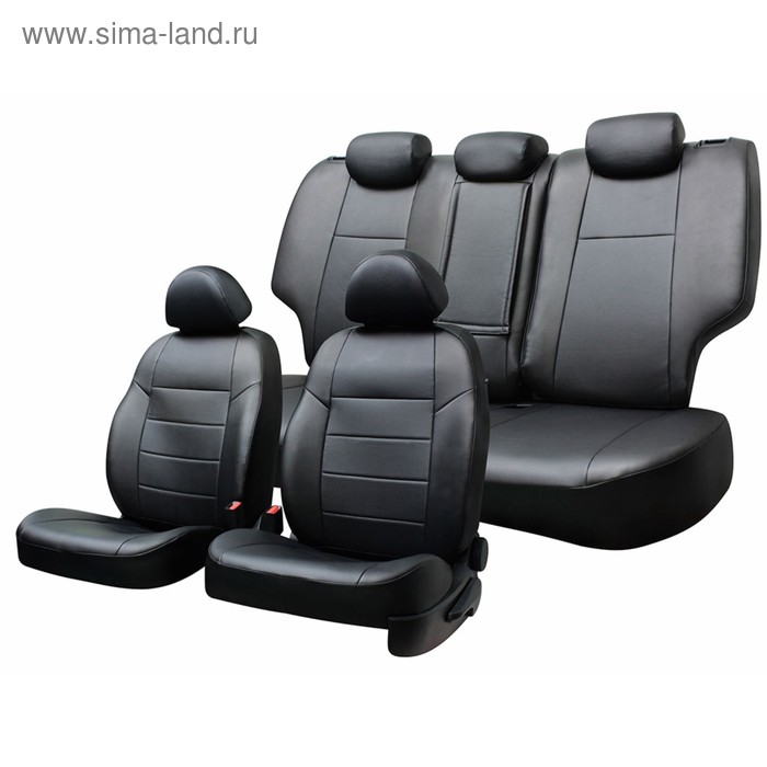 фото Чехлы сиденья hyundai tucson 2004-2009 экокожа перфор. 15 предм. skyway, черный, серый