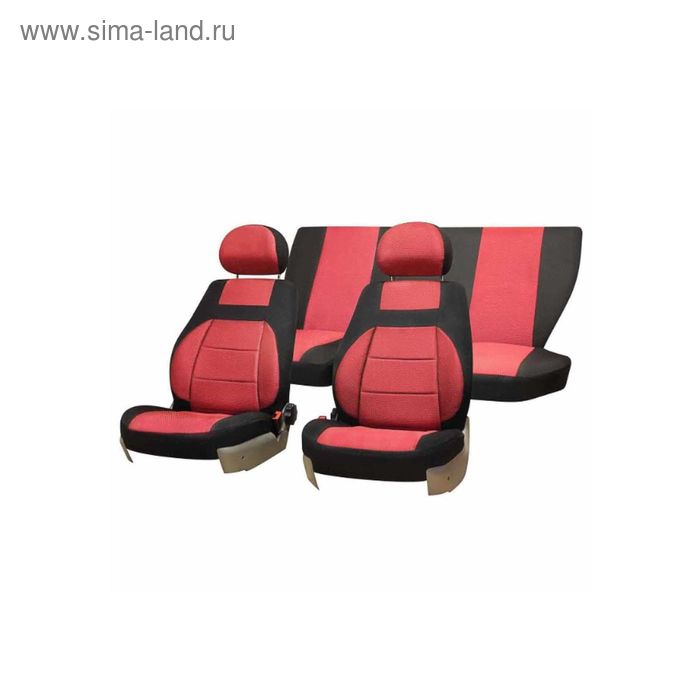 фото Чехлы сиденья lada priora 2007-2013 седан жаккард 12 предм. skyway, красный
