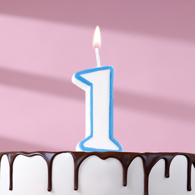 Свеча для торта цифра '1', ободок цветной, 7 см, МИКС Ош