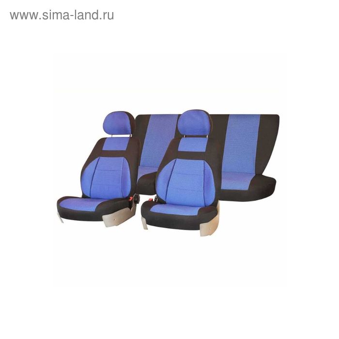 фото Чехлы сиденья lada ваз-2112 хэтчбек 1999-2009 жаккард 12 предм. skyway, синий