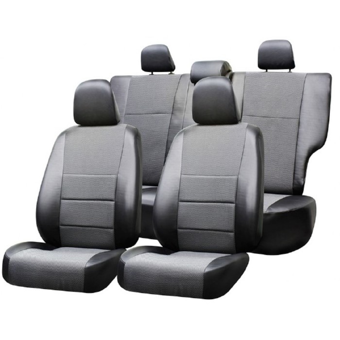 Чехлы сиденья MITSUBISHI ASX c 2010 SUV жаккард/экокожа 12 предм. SKYWAY, темно-серый