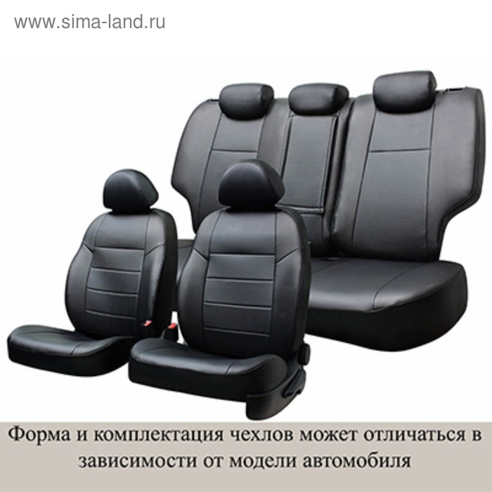 фото Чехлы сиденья nissan almera 2012 г-н.в. седан зад. cпинка: 40/60 экокожа, 13 предм, серый skyway