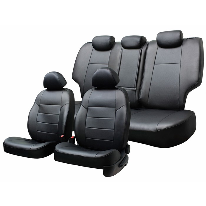 Чехлы сиденья NISSAN Almera седан с 2012 г седан слитная спинка, Экокожа,экокожа 11 предм. SKYWAY, ч