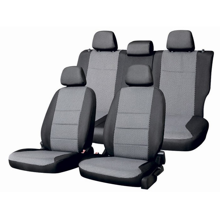 Чехлы сиденья NISSAN Qashqai 2006-2013 5мест SUV жаккард 13 предм. SKYWAY, черный, серый