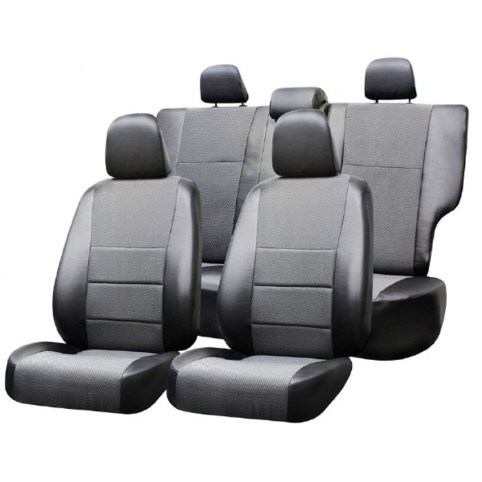 Чехлы сиденья RENAULT DUSTER 2010-2015 Privilege, Expression жаккард/экокожа 12 пр. SKYWAY, темно-се