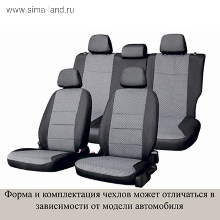 фото Чехлы сиденья renault sandero 2009-2014 хэтчбек жаккард 12 предм. skyway, темно-серый