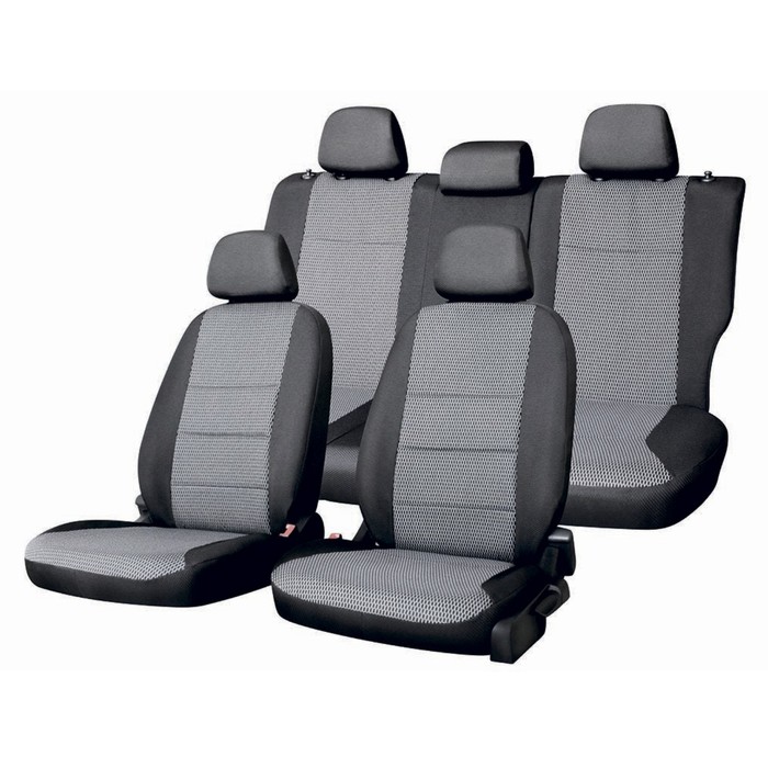 Чехлы сиденья TOYOTA Camry 2001-2006 седан (XV30) жаккард 15 предм. SKYWAY, черный, серый