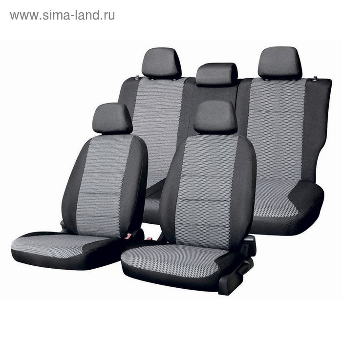 фото Чехлы сиденья toyota camry 2001-2006 седан (xv30) жаккард 15 предм. skyway, черный, серый