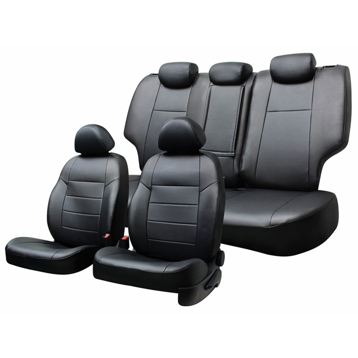 Чехлы сиденья TOYOTA Camry 2006-2011 седан (V40) экокожа,15 предм.SKYWAY, черный
