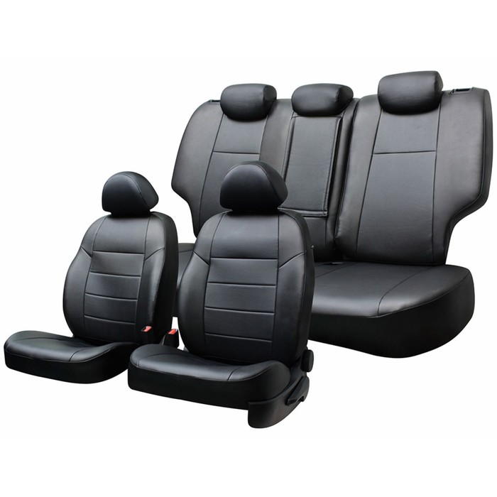 Чехлы сиденья TOYOTA Corolla 2002-2007 седан левый руль,, экокожа перфор. 12 предм. SKYWAY, черный,