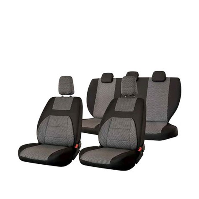 Чехлы сиденья TOYOTA COROLLA FIELDER (E120 со столиком) 2000-2006 жаккард 17 предм. SKYWAY, темно-се