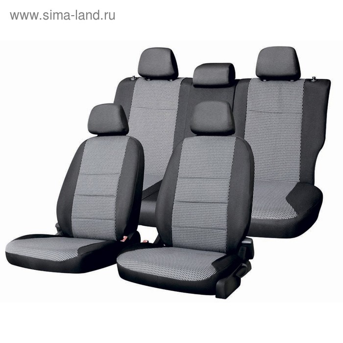 фото Чехлы сиденья toyota land cruiser prado 120 2002-2009 жаккард 13 предм. черный, серый skyway