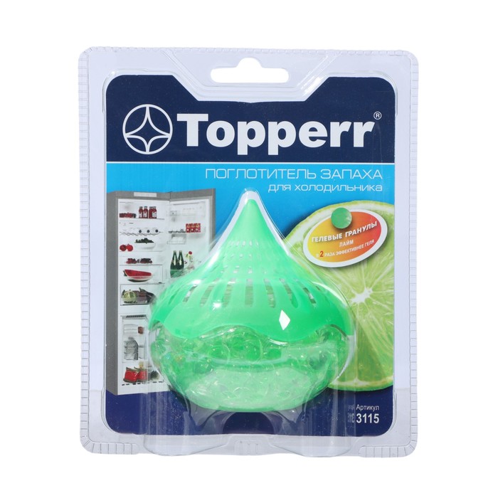 Гелевый поглотитель запаха Topperr для холодильников «Лайм» аксессуар для холодильников topperr 3110 поглотитель запаха для гелевый active