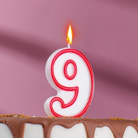 Свеча для торта цифра '9', ободок цветной, 7 см, МИКС Ош