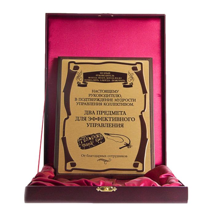 Плакетка элитная «Кнут и пряник», металл, сублимация, золотая серия